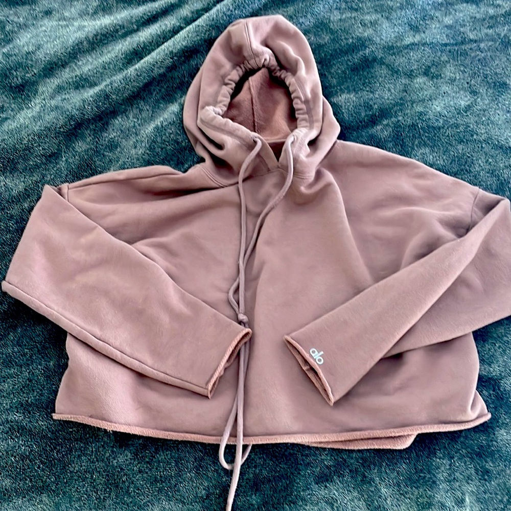 Alo Yoga Cropped Hoodie Dusty Rose Size Medium
